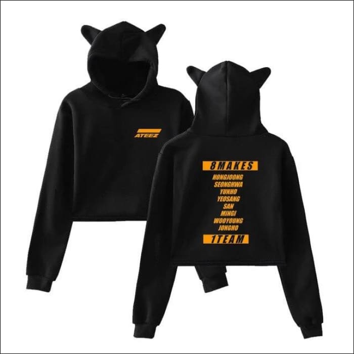ATEEZ Cat Ears Hoodie - black 1 / XXL - ATEEZ