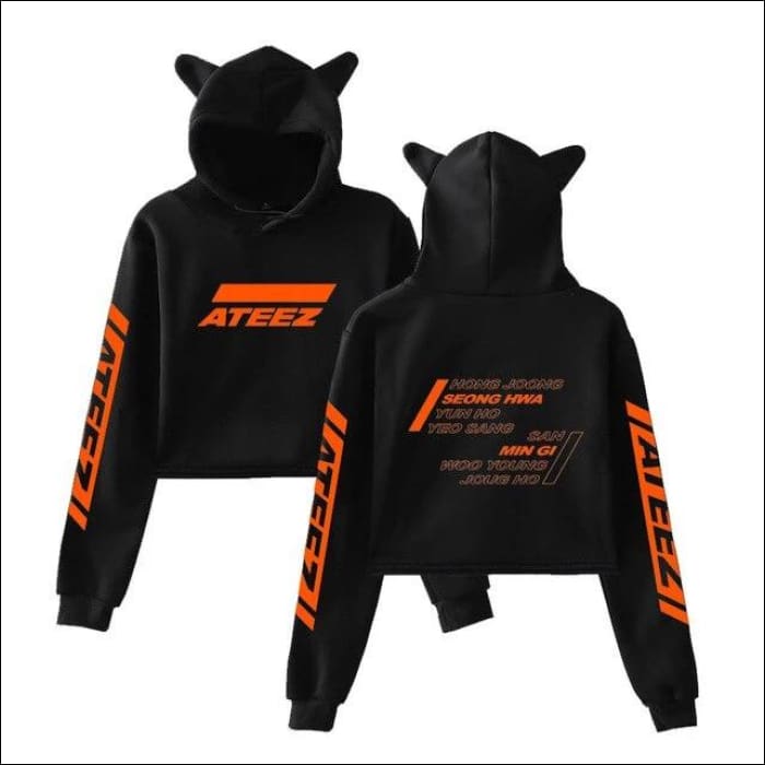 ATEEZ Cat Ears Hoodie - black / M - ATEEZ