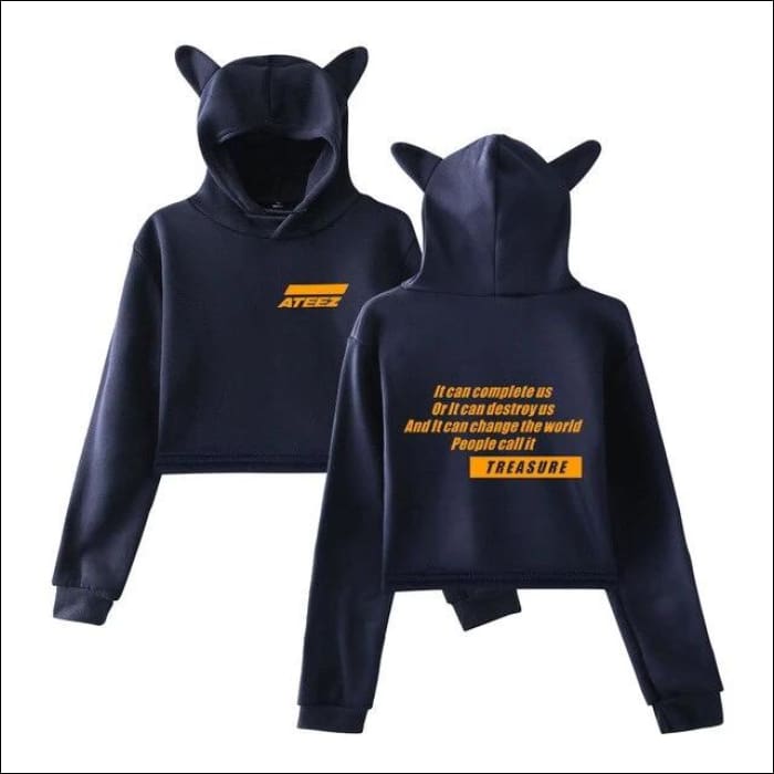 ATEEZ Cat Ears Hoodie - Navy blue / L - ATEEZ