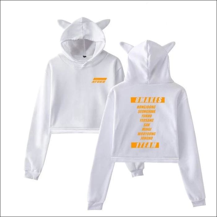 ATEEZ Cat Ears Hoodie - white / M - ATEEZ