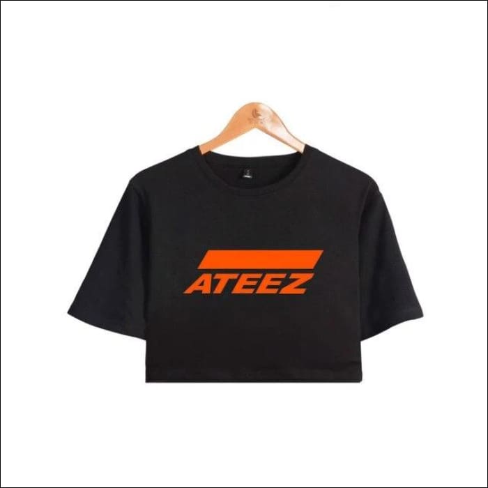 ATEEZ Crop Top with name - Black 8 / L - ATEEZ