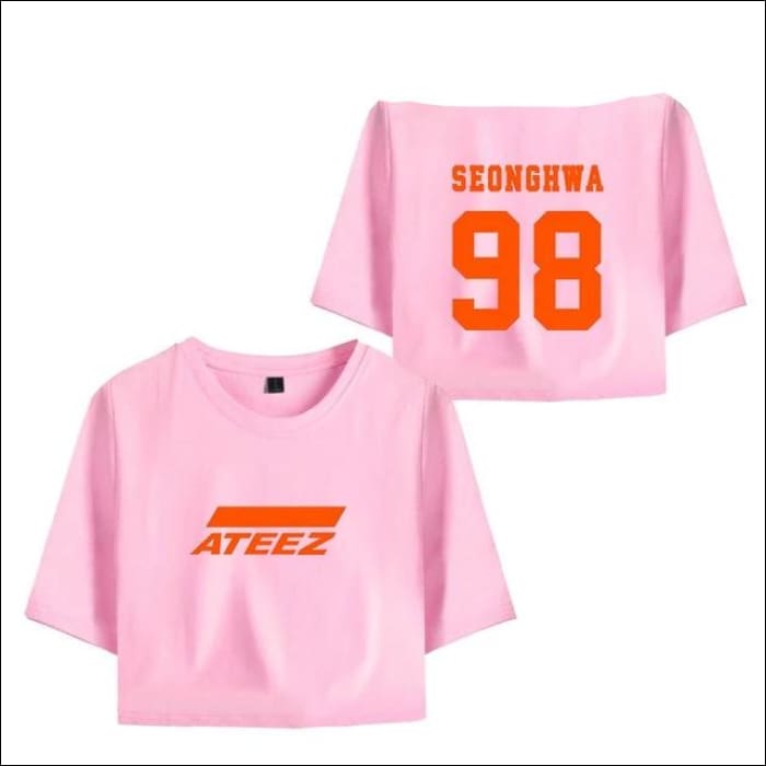 ATEEZ Crop Top with name - Pink 1 / L - ATEEZ
