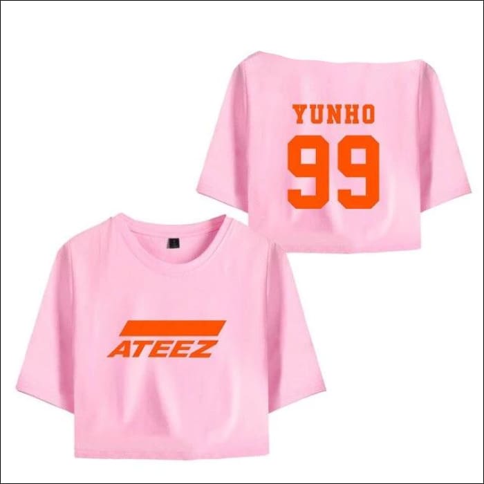 ATEEZ Crop Top with name - Pink 2 / L - ATEEZ