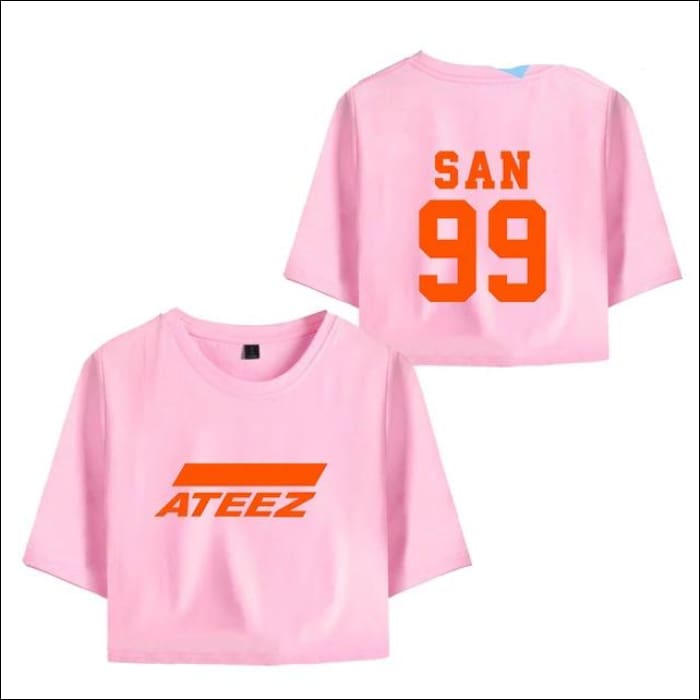 ATEEZ Crop Top with name - Pink 4 / L - ATEEZ