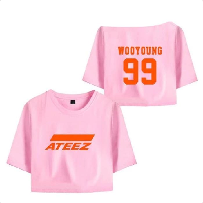 ATEEZ Crop Top with name - Pink 6 / L - ATEEZ