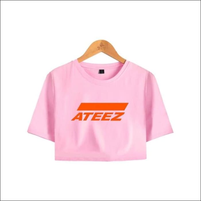 ATEEZ Crop Top with name - Pink 8 / L - ATEEZ