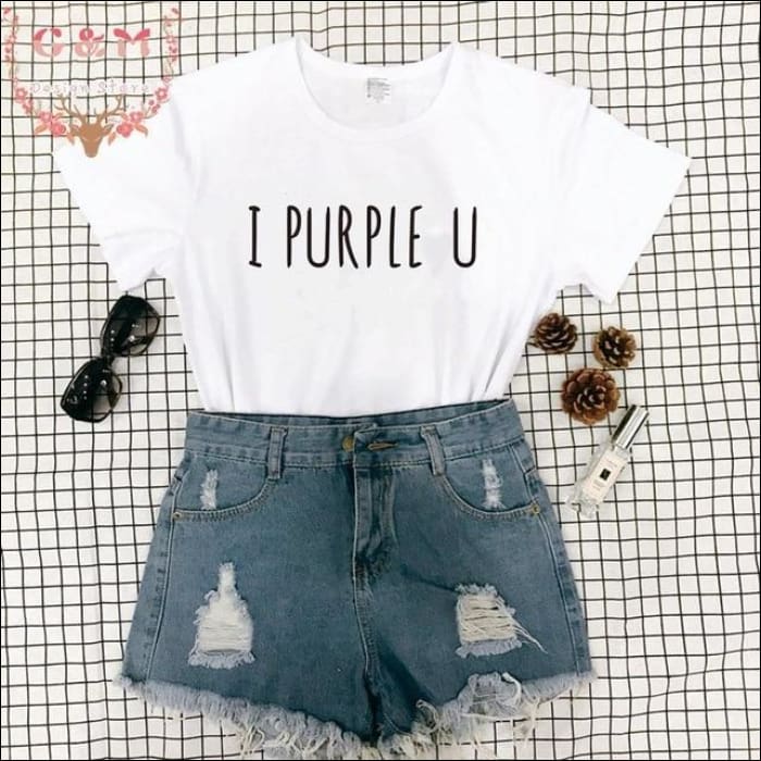 BTS - ’I PURPLE U’ T-Shirt Women - WHITE / S - BTS