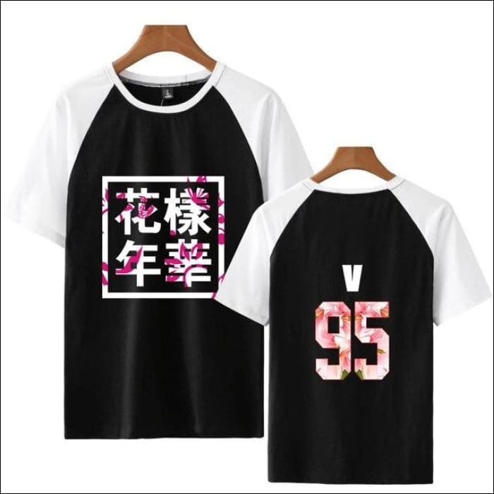 BTS - Printed T-Shirt with Floral Name - black 2 / 4XL - BTS