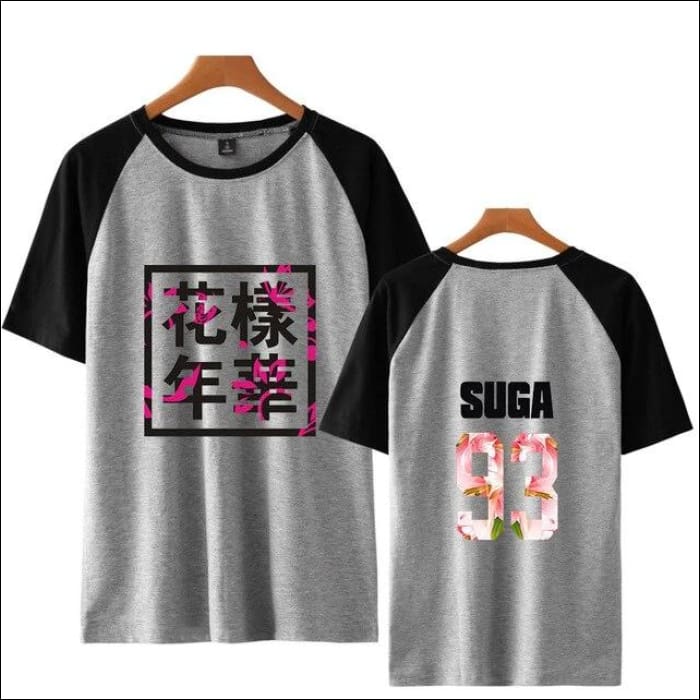 BTS - Printed T-Shirt with Floral Name - gray 3 / L - BTS