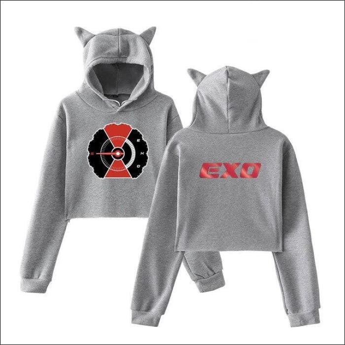 EXO Cat Ears Hoodie - gray / L - EXO