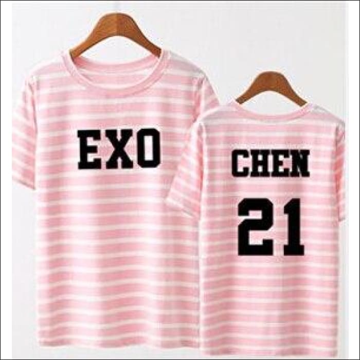 EXO Striped Pink/Black T-Shirt - 19 / One Size - EXO
