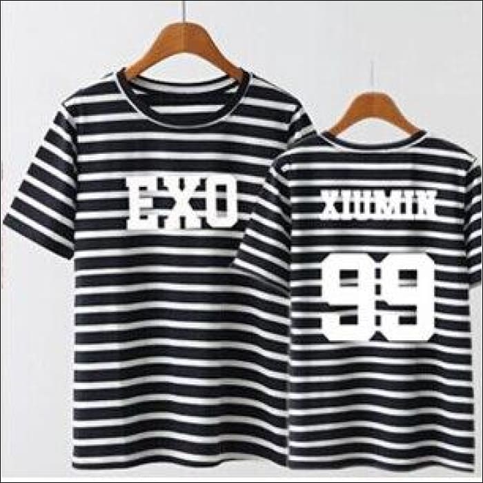 EXO Striped Pink/Black T-Shirt - 6 / One Size - EXO