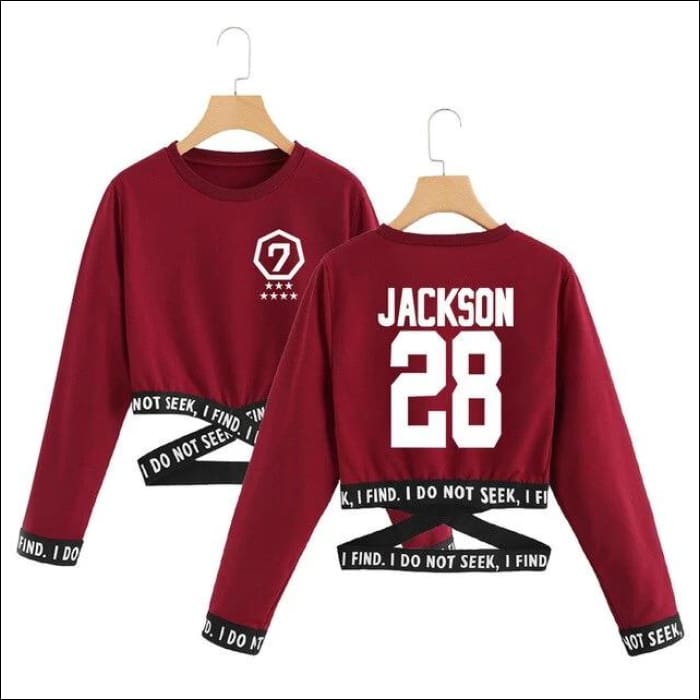 GOT7 O-NECK SWEATSHIRT LONG SLEEVE - Red 1 / S - GOT7