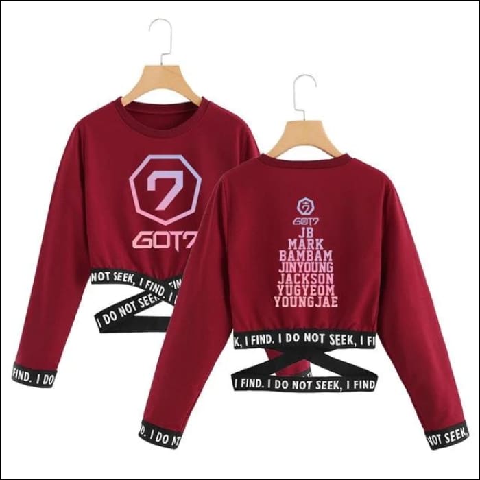 GOT7 O-NECK SWEATSHIRT LONG SLEEVE - Red 7 / M - GOT7