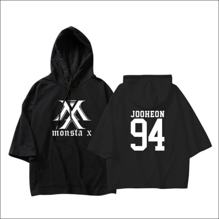 MONSTA X Crop Hoodie Short Sleeve - JOOHEON Black / XXS - MONSTA X