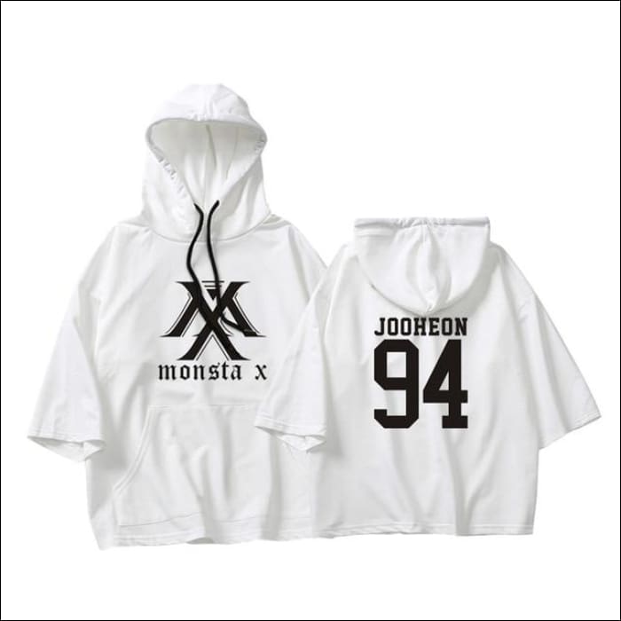 MONSTA X Crop Hoodie Short Sleeve - JOOHEON White / XXS - MONSTA X