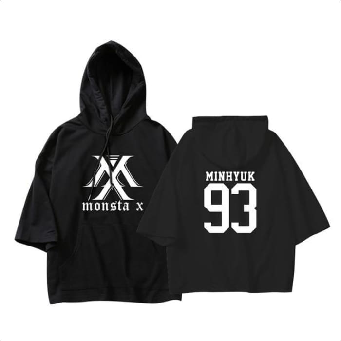 MONSTA X Crop Hoodie Short Sleeve - MINHYUK Black / XXS - MONSTA X