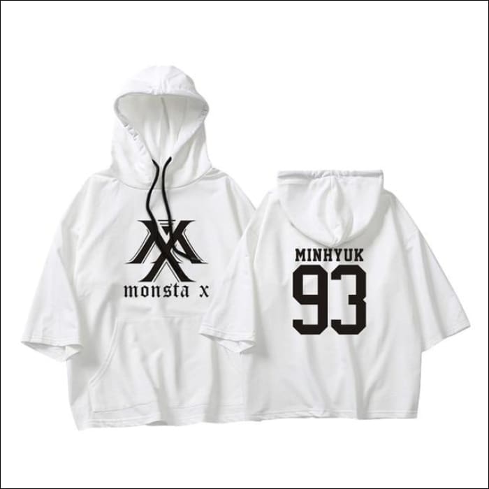 MONSTA X Crop Hoodie Short Sleeve - MINHYUK White / XXS - MONSTA X