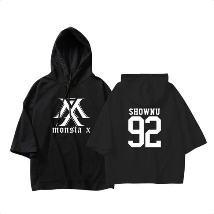 MONSTA X Crop Hoodie Short Sleeve - SHOWNU Black / XXS - MONSTA X