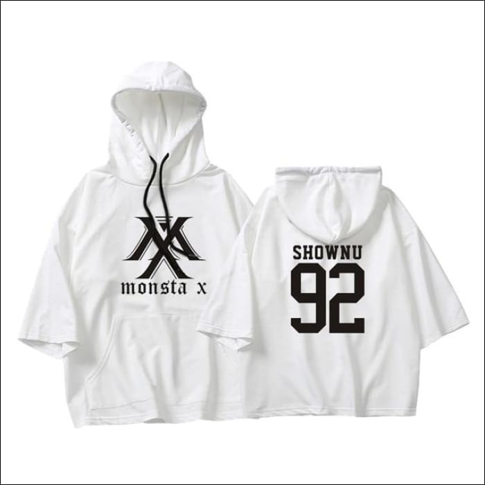MONSTA X Crop Hoodie Short Sleeve - SHOWU White / XXS - MONSTA X