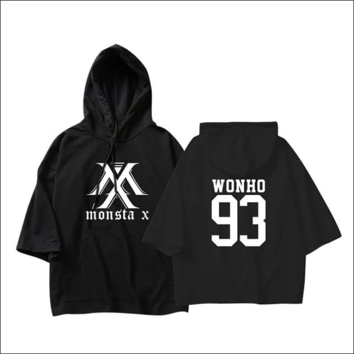 MONSTA X Crop Hoodie Short Sleeve - WONHO Black / XXS - MONSTA X