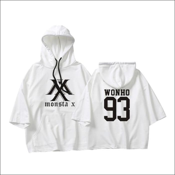 MONSTA X Crop Hoodie Short Sleeve - WONHO White / XXS - MONSTA X