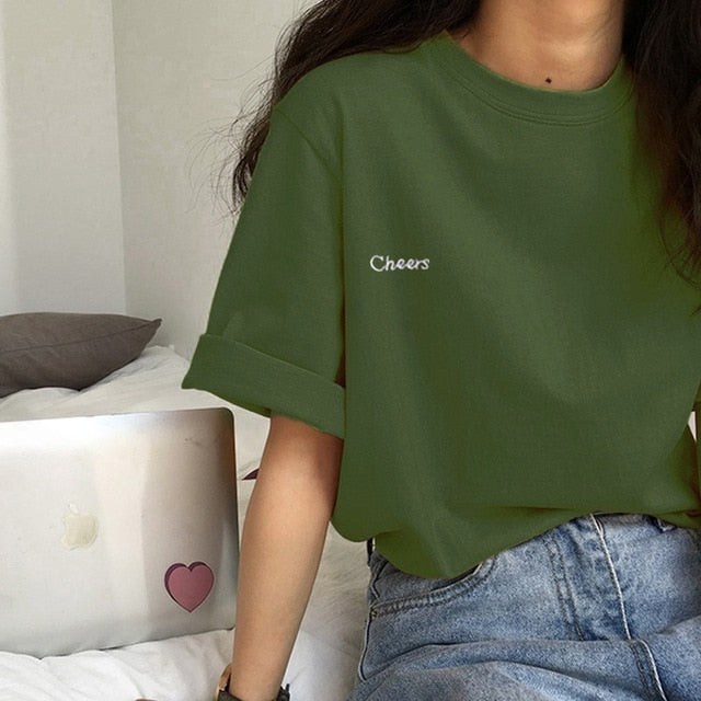 Icon Folded Sleeve Long Cotton T-Shirt