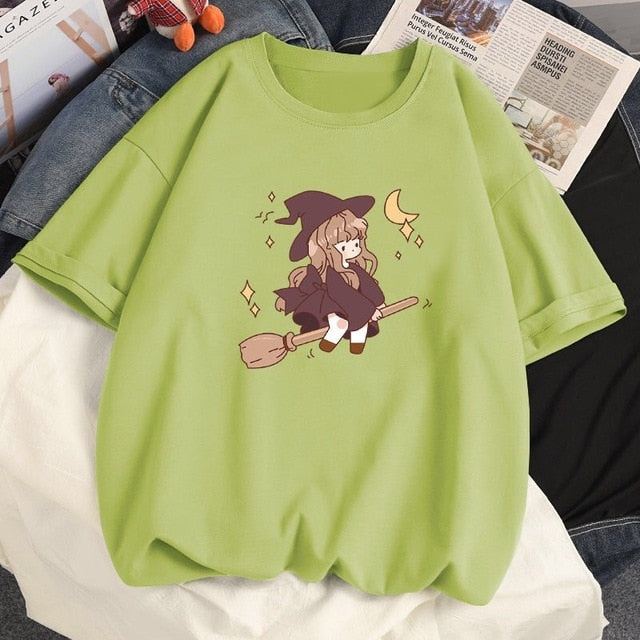 Baggy Cute Short Sleeved Witchcraft T-Shirt