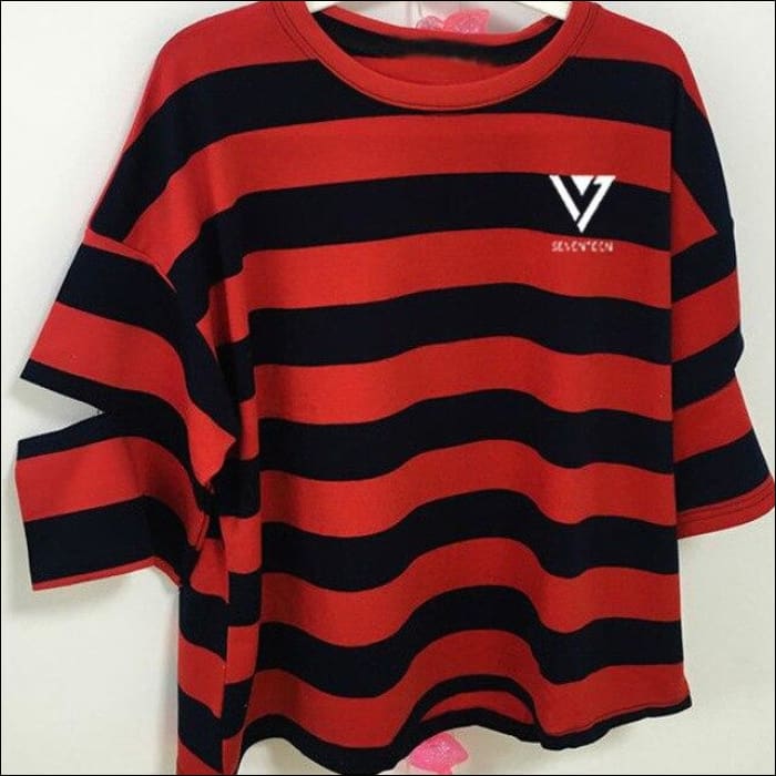 Seventeen Black n’ Red Striped T-Shirt - Red / One Size - Seventeen