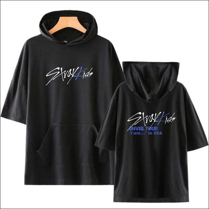 StrayKids Short Sleeve Hoodie - black3 / S - StrayKids