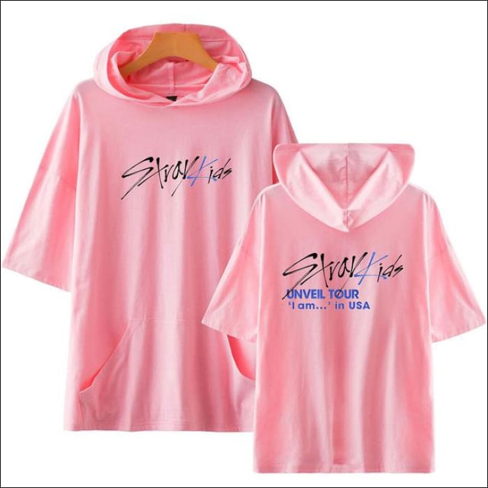 StrayKids Short Sleeve Hoodie - pink3 / XXL - StrayKids