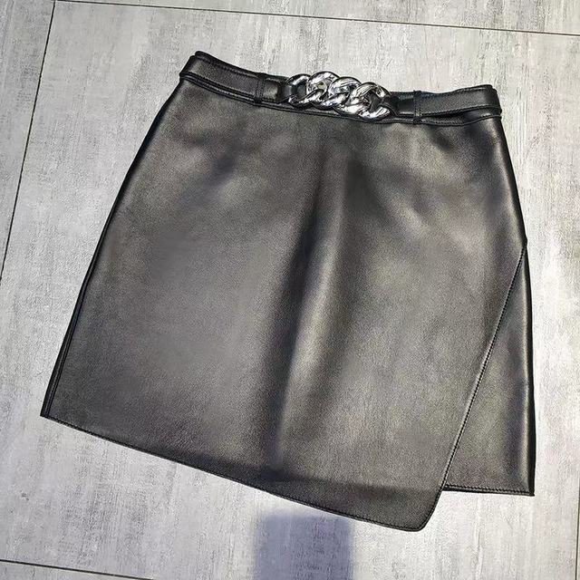 Matte Black Real Leather Skirt