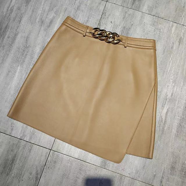 Matte Black Real Leather Skirt