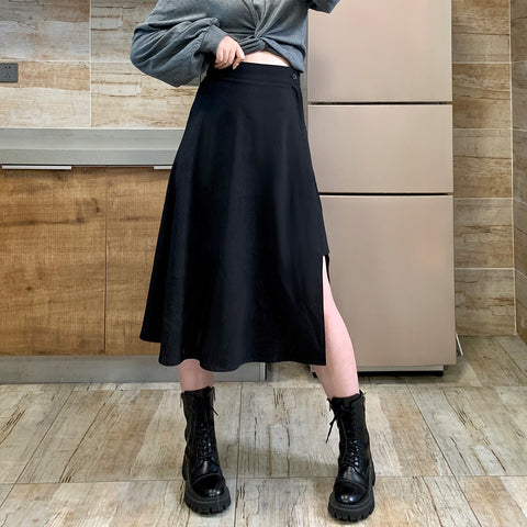 Dark Black High Waist Skirt