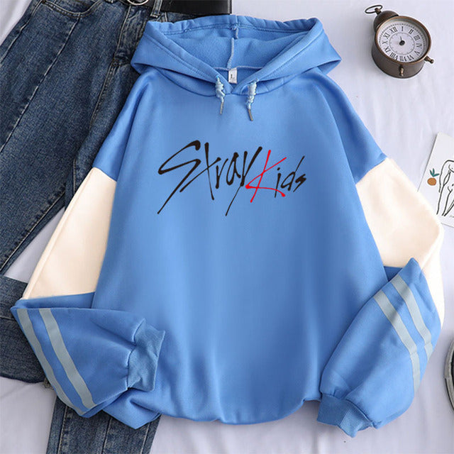 StrayKids White and Blue Hoodie