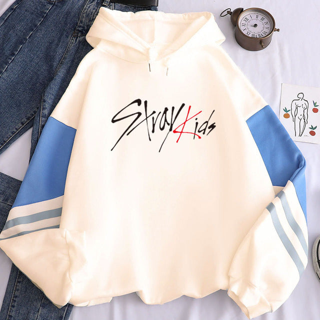 StrayKids White and Blue Hoodie KPOP Zone