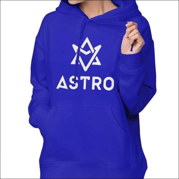 ASTRO Printed Logo plain Hoodie - Blue / S - ASTRO