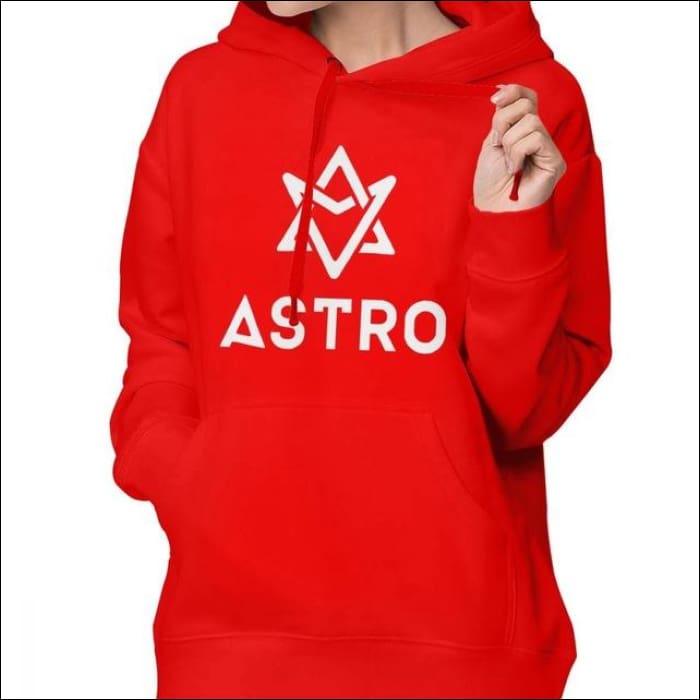 ASTRO Printed Logo plain Hoodie - Red / M - ASTRO