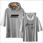 ATEEZ Short Sleeve Hoodie - gray 1 / XXL - ATEEZ