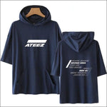 ATEEZ Short Sleeve Hoodie - navy 1 / XL - ATEEZ