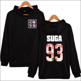 BTS Group Hoodie with Zipper - black 93 SUGA / XXS - BTS