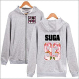 BTS Group Hoodie with Zipper - gray 93 SUGA / XXS - BTS