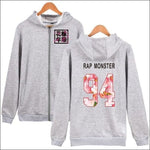 BTS Group Hoodie with Zipper - gray 94 RAP / XXS - BTS