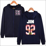 BTS Group Hoodie with Zipper - navy 92 JIN / XXS - BTS