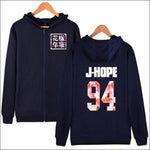 BTS Group Hoodie with Zipper - navy 94 jhope / XXS - BTS