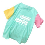 BTS ’YOUNG FOREVER’ Patchwork Short T-Shirt - Green / M - BTS