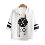 EXO Crop Top Hoodie (White/Black/Gray) - EXO