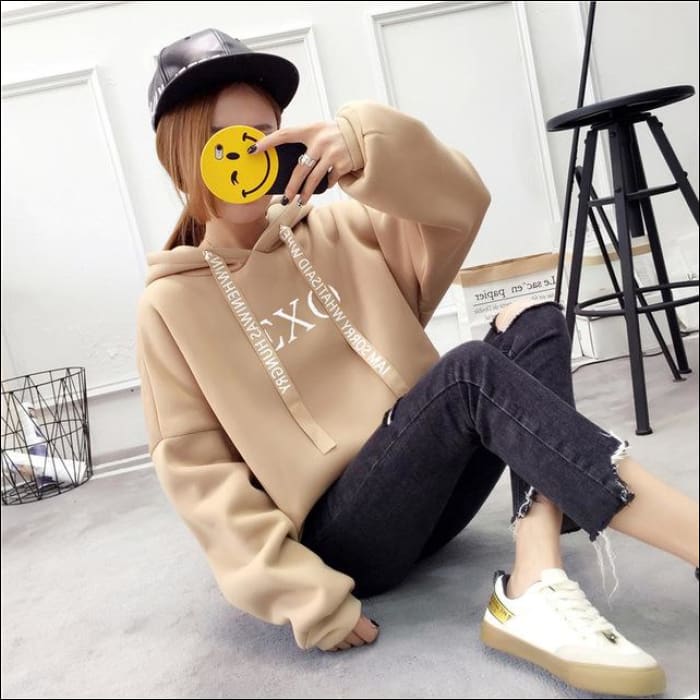 EXO Short Sleeve Ribbon Hoodie - khaki 1 / S - EXO
