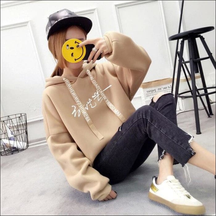 EXO Short Sleeve Ribbon Hoodie - khaki 4 / S - EXO