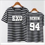 EXO Striped Pink/Black T-Shirt - 10 / One Size - EXO